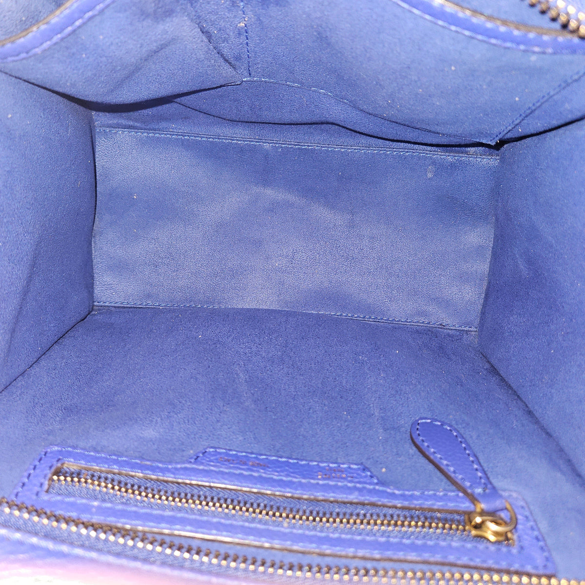 Céline Bleu Grained Calfskin Luggage Handbag