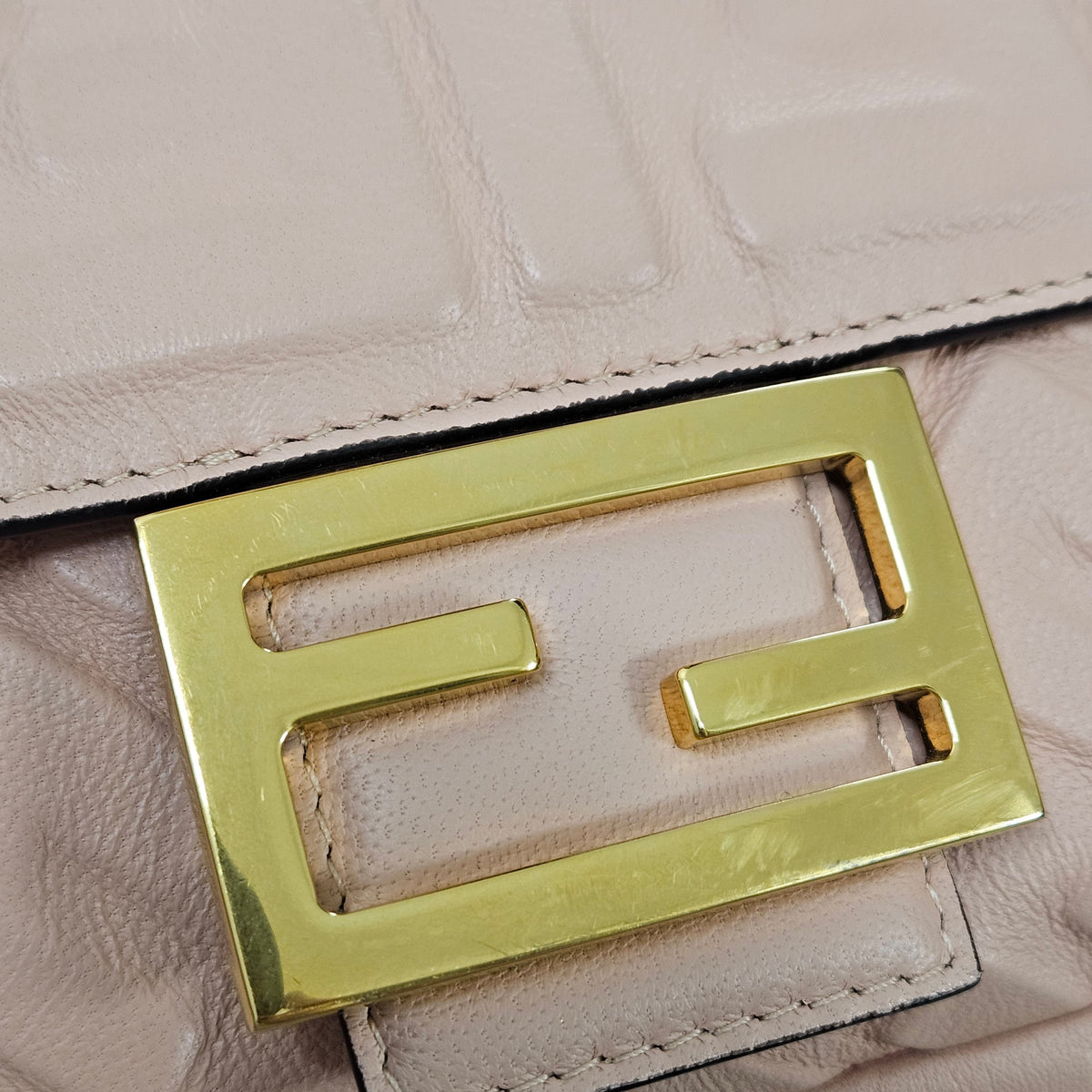 Fendi Embossed Monogram FF Leather Baguette Shoulder Crossbody Bag