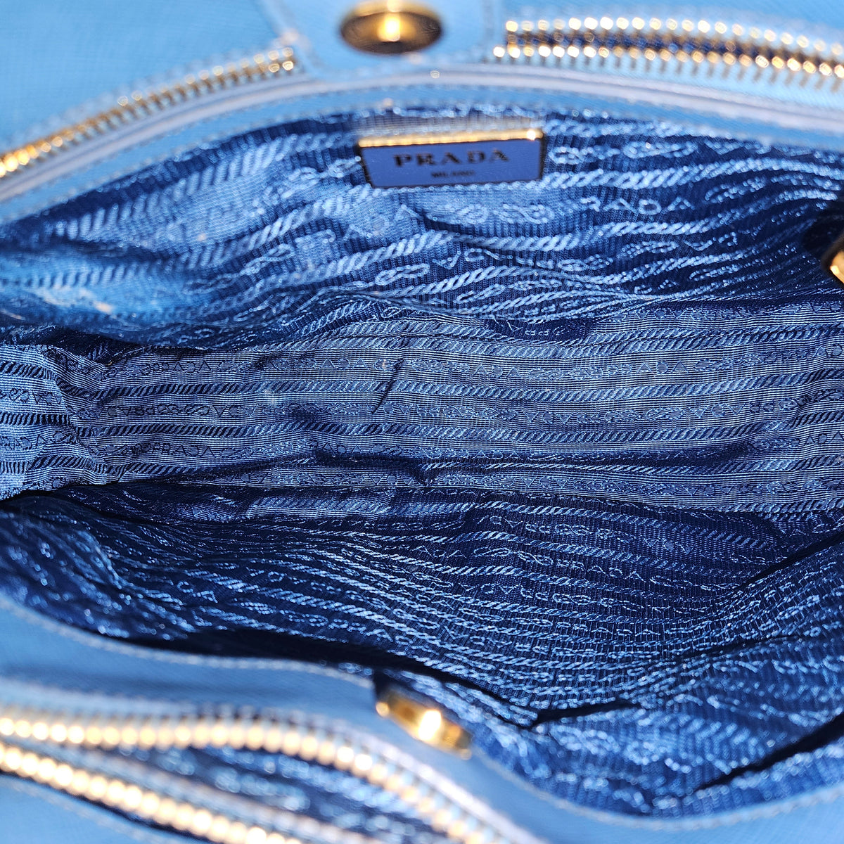 Prada Blue Saffiano Leather Galleria Handbag