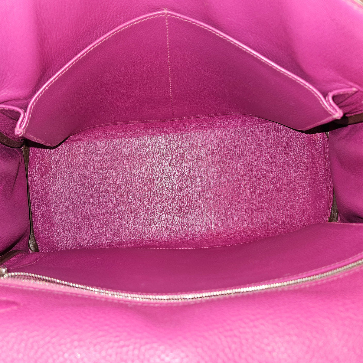 Hermès Tosca Clemence Leather Palladium Kelly 32 Handbag