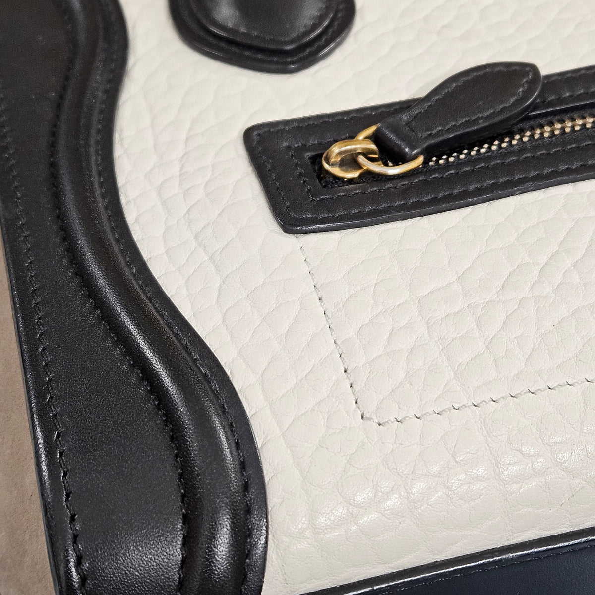 Céline Tricolor Grained Suede & Leather Nano Luggage Handbag