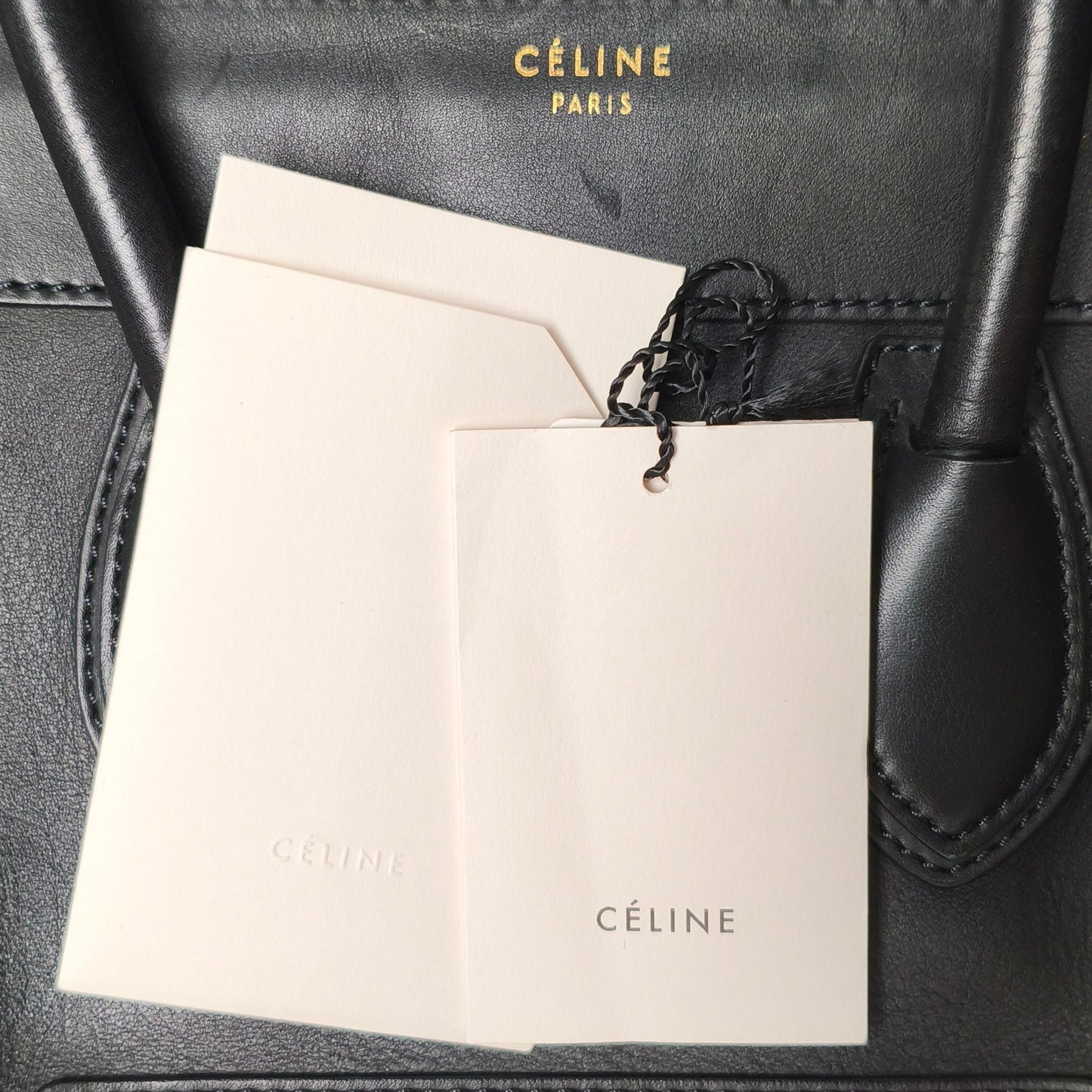 Celine Black Leather Luggage Handbag