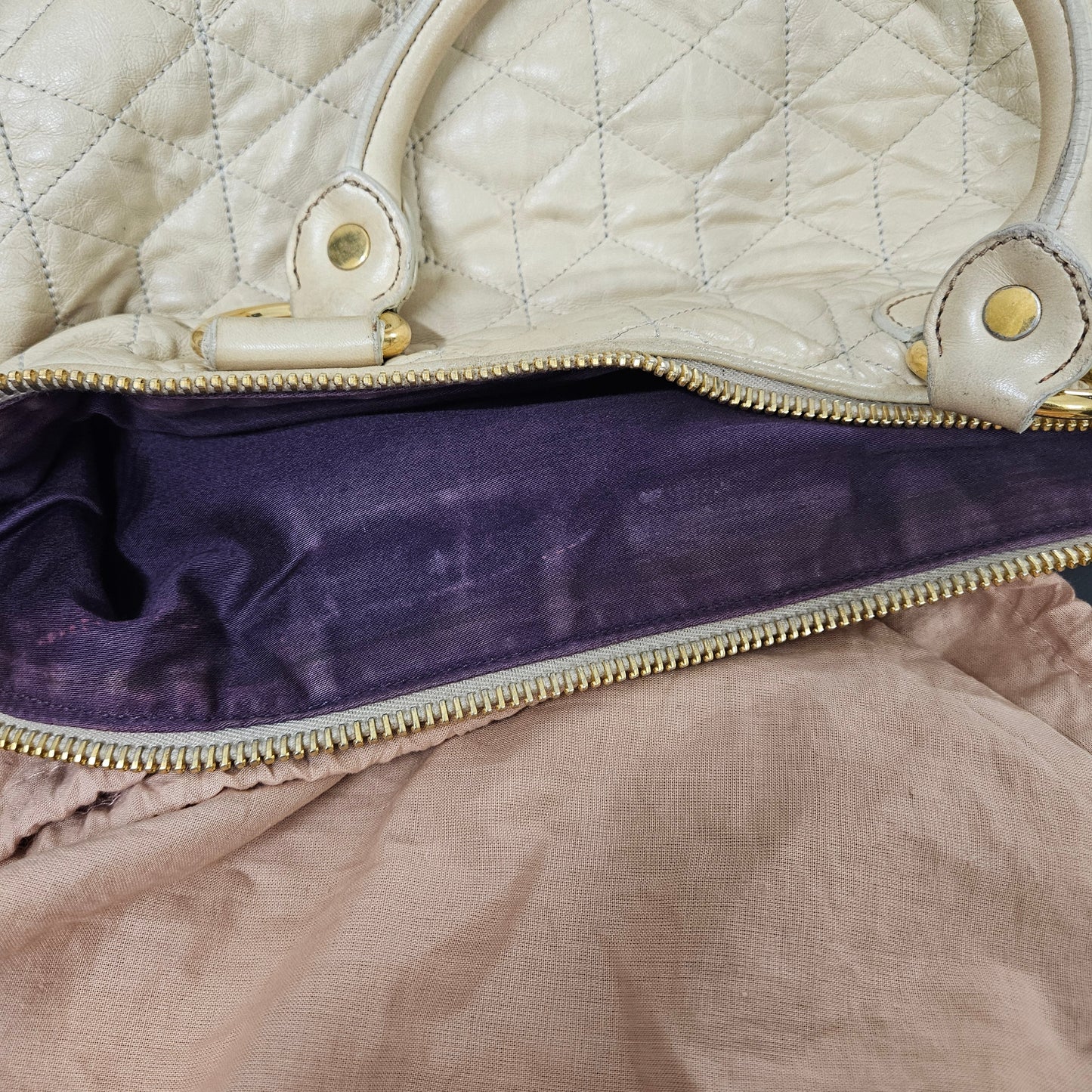Miu Miu Quilted Leather Bowler Handbag